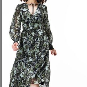 eShakti Green Black Georgette Dress Size 18W